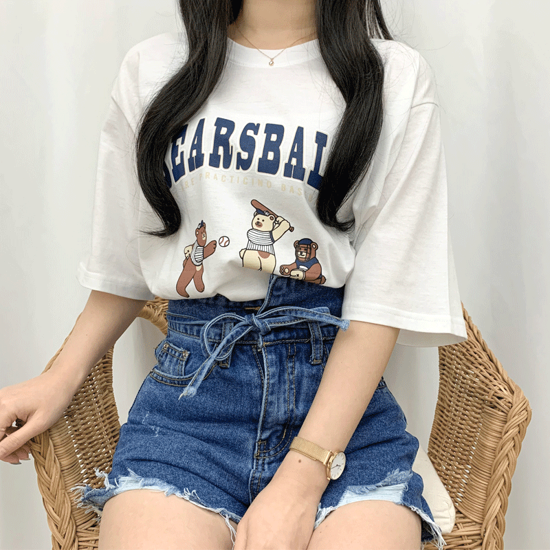 [무료배송] 베어스볼 프린팅 티셔츠 (3color)
